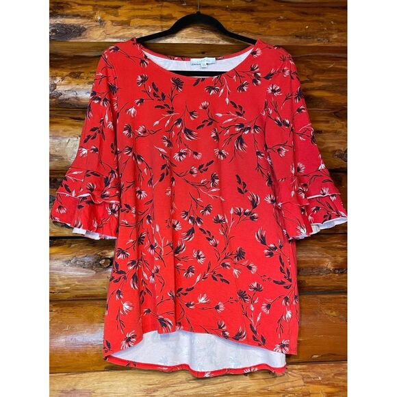 new directions Tops - New Directions Red Floral Top Size‎ Medium